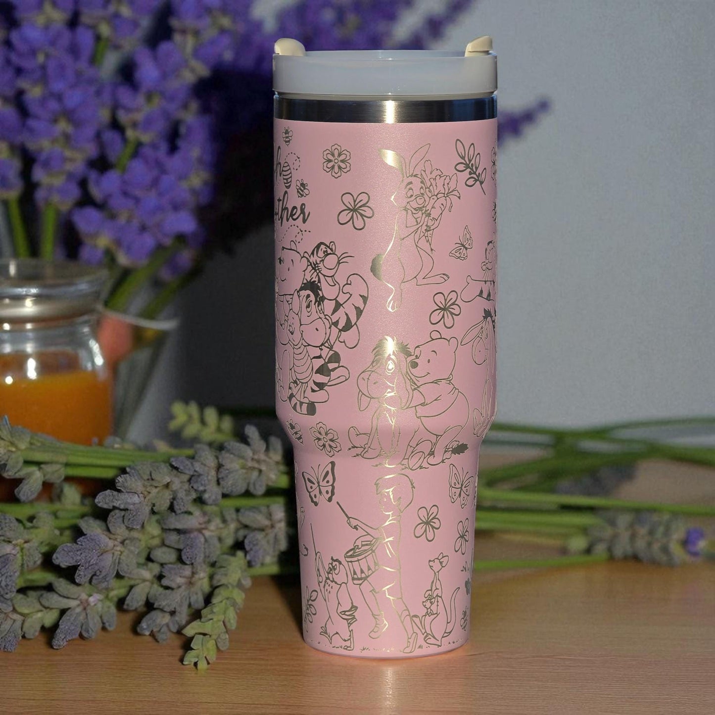 Pooh & Friends Laser Engraved Tumbler, Personalized Stainless Steel Cup, Custom Pooh Bear Gift