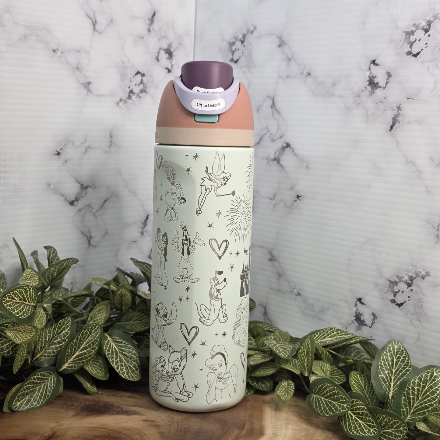 Insulated Owala tumbler engraved storybook princess theme