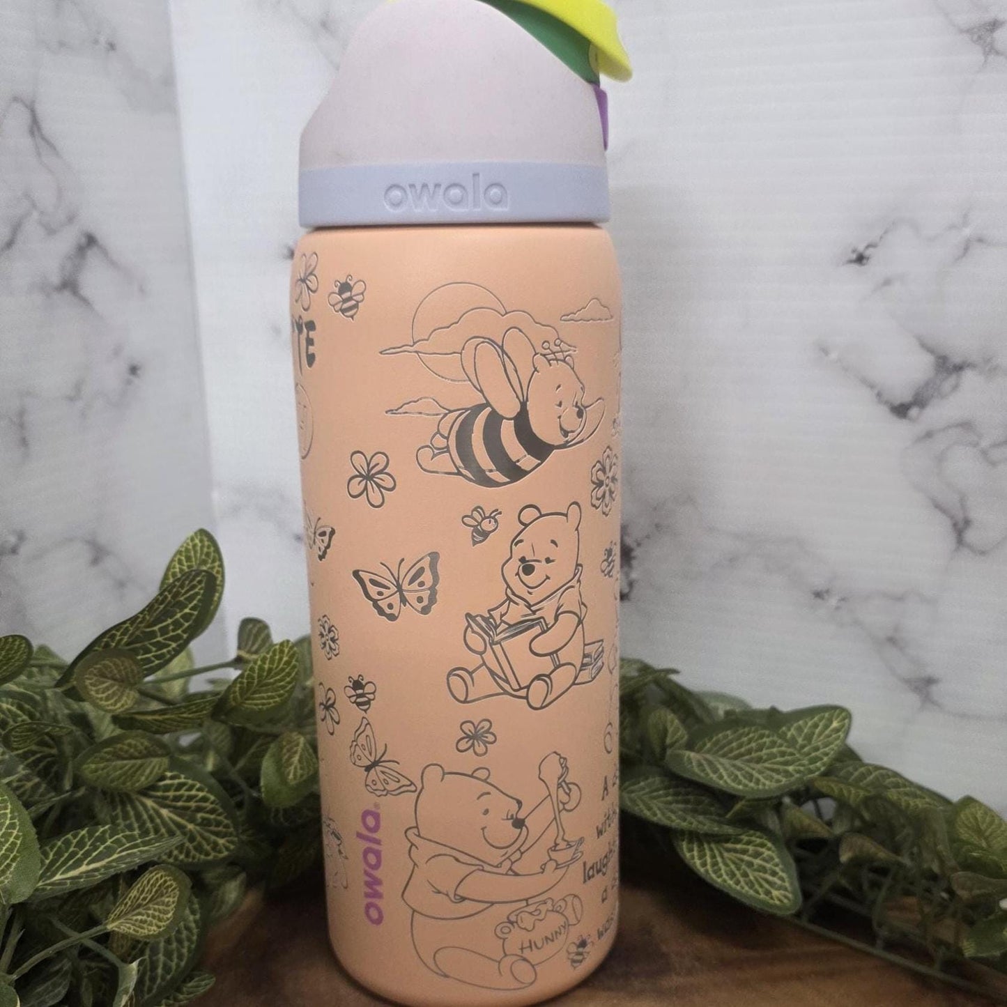 Winnie the Pooh Laser Engraved Owala Tumbler Personalized Stainless Steel Water Bottle