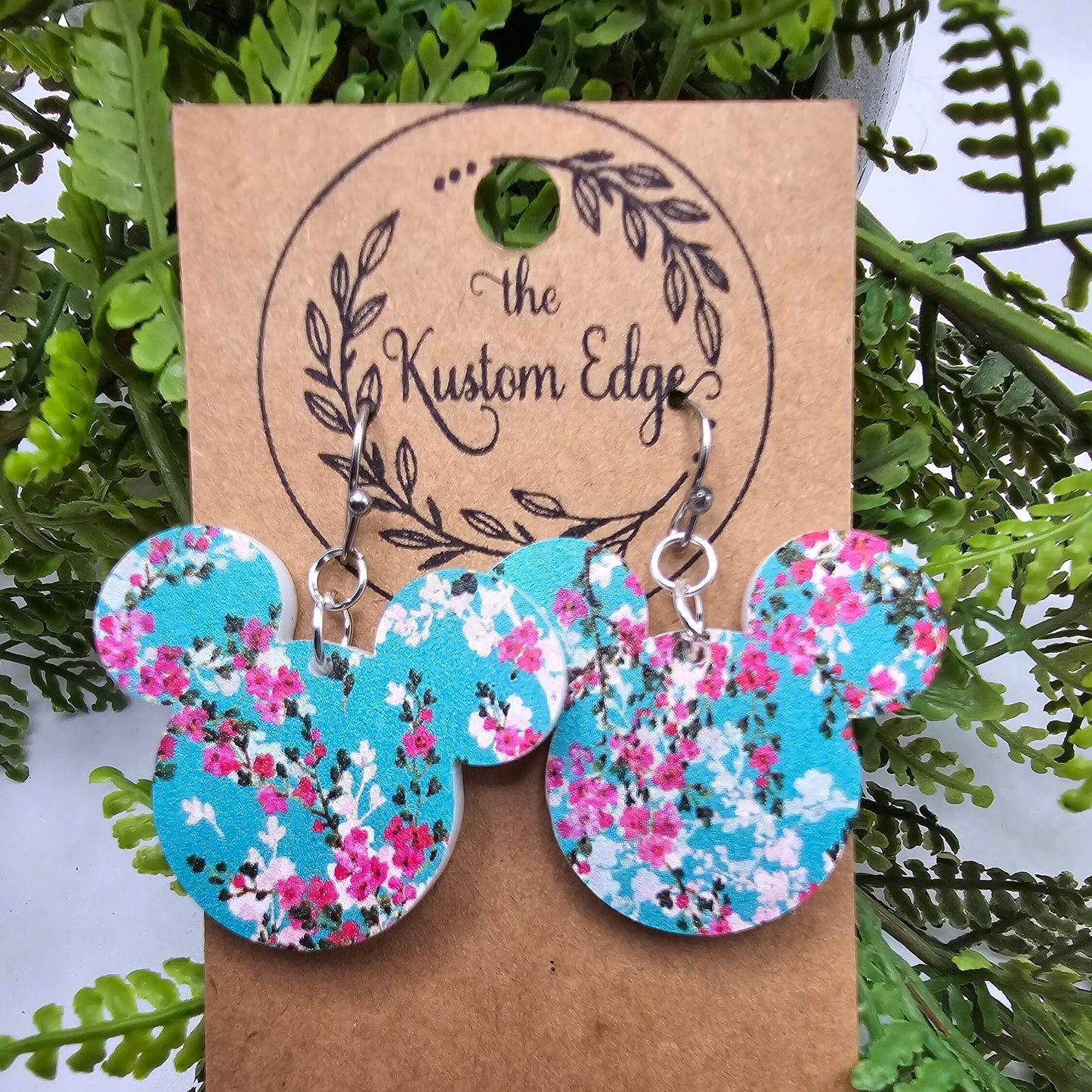 Cherry Blossom Mouse Earrings: Laser Cut Acrylic Dangles