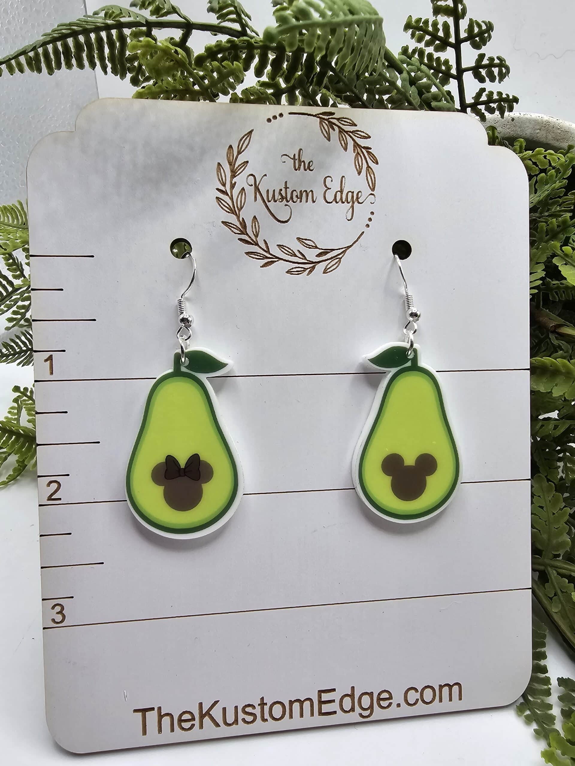 Avocado Mickey or Minnie Drop Earrings image 1