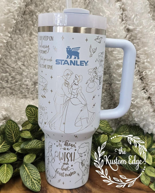 Cinderella Princess Laser Engraved Tumbler 40oz/30oz Stainless Steel Personalized Cup Custom
