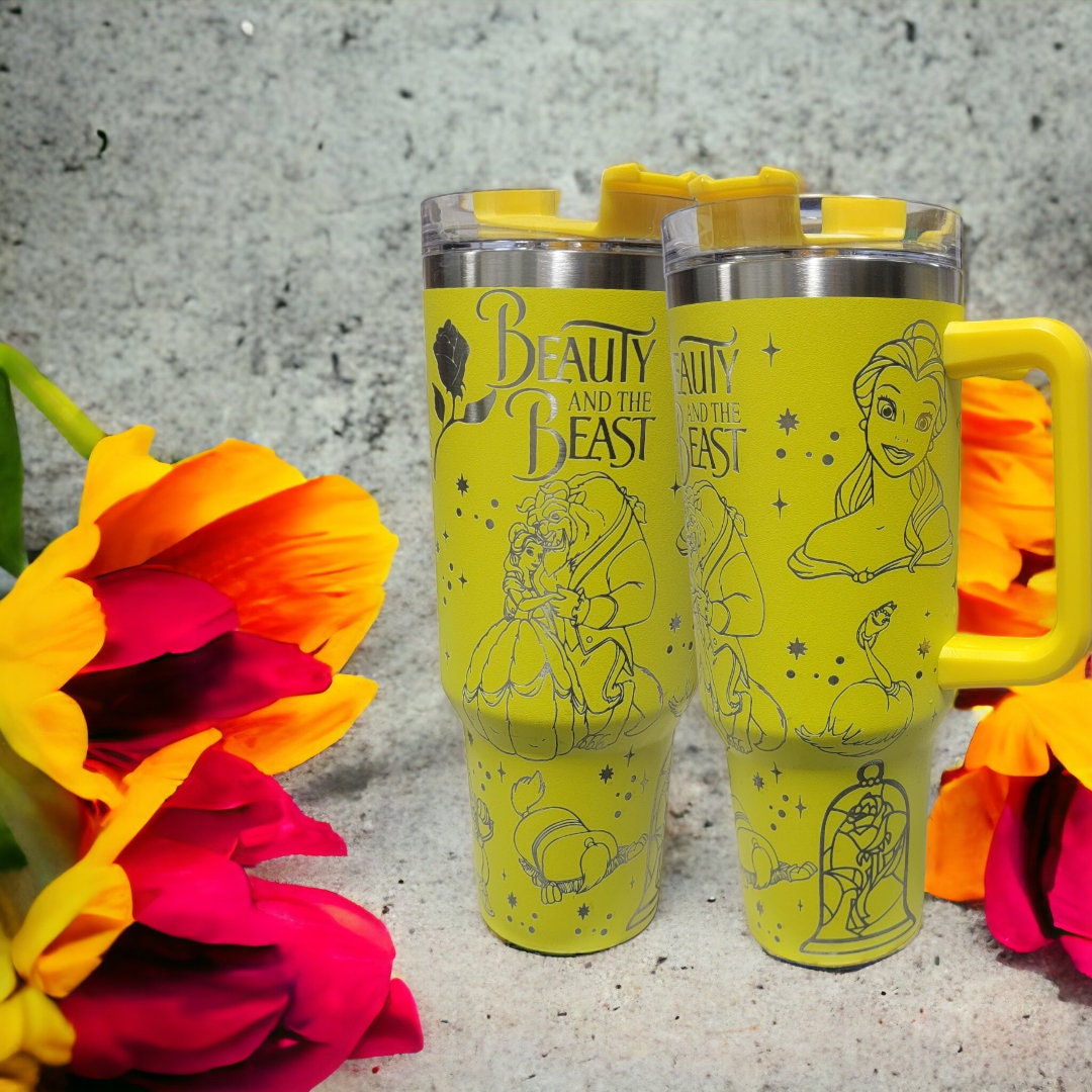 Beauty and the Beast Laser Engraved Tumbler 40oz/30oz, Personalized Mug Custom Made Cup