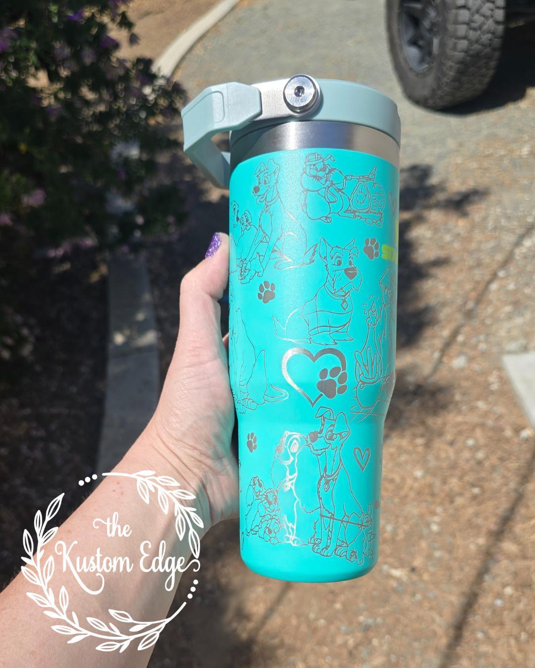 Lady and the Tramp Laser Engraved Tumbler, Personalized Cup Custom Dog Lover Tumbler Gift