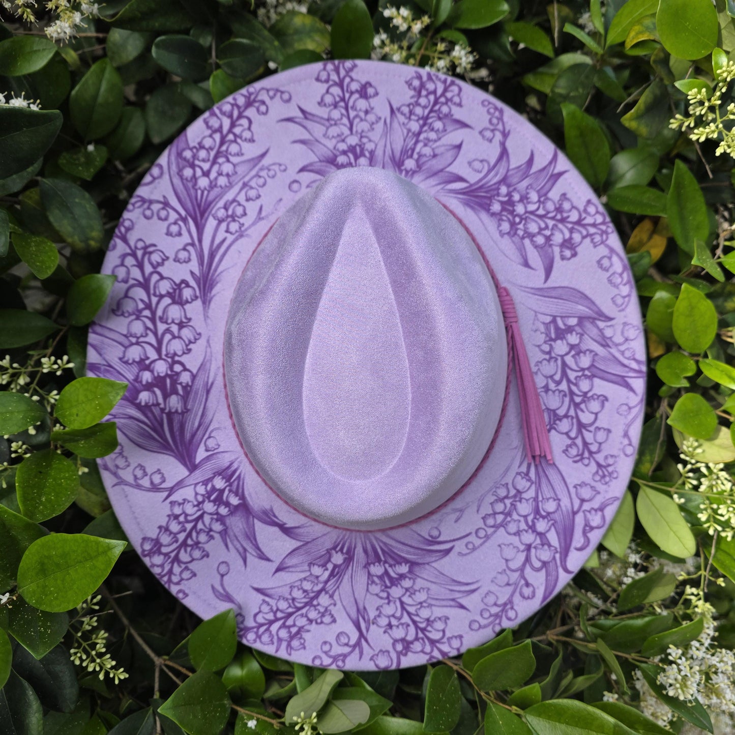 custom lavender hat lily of the valley engraving handmade