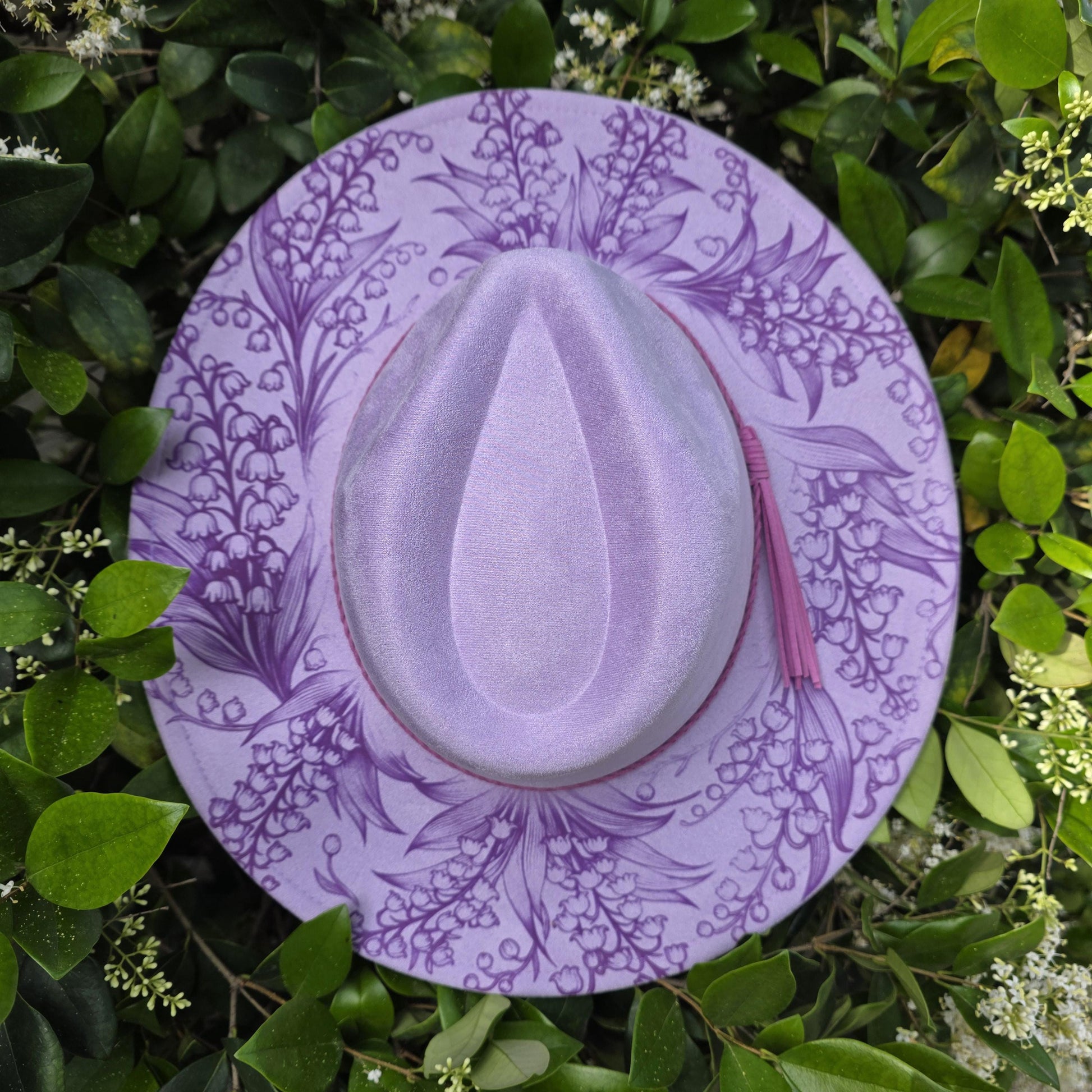 custom lavender hat lily of the valley engraving handmade