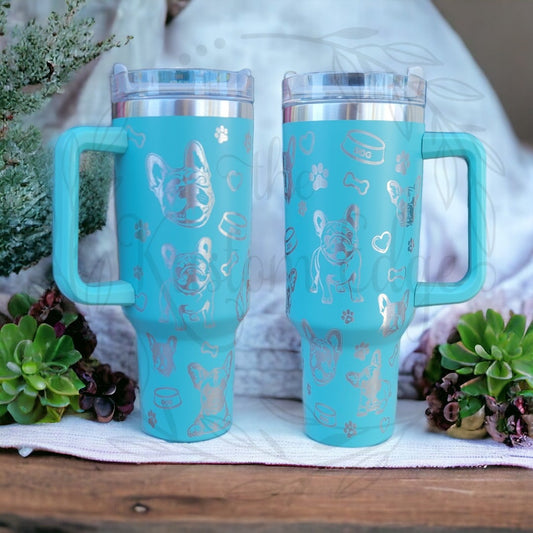 Frenchie Lover Laser Engraved Stainless Steel Tumbler image 0