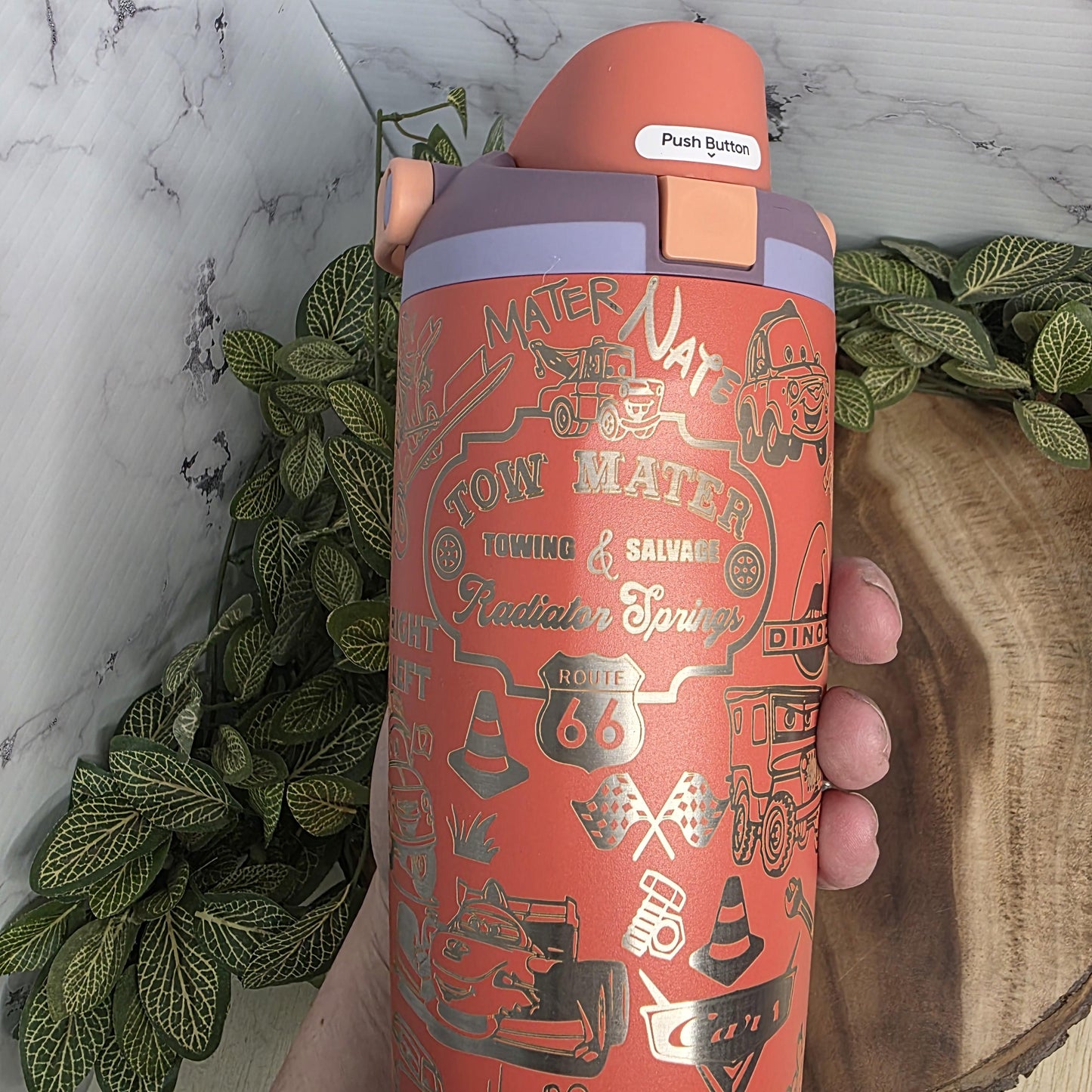 Cars Characters Laser Engraved Owala Tumbler, Tow-Mater, Lightening McQueen Custom Made Cup