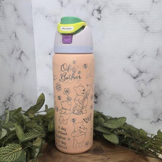 Winnie the Pooh Laser Engraved Owala Tumbler Personalized Stainless Steel Water Bottle
