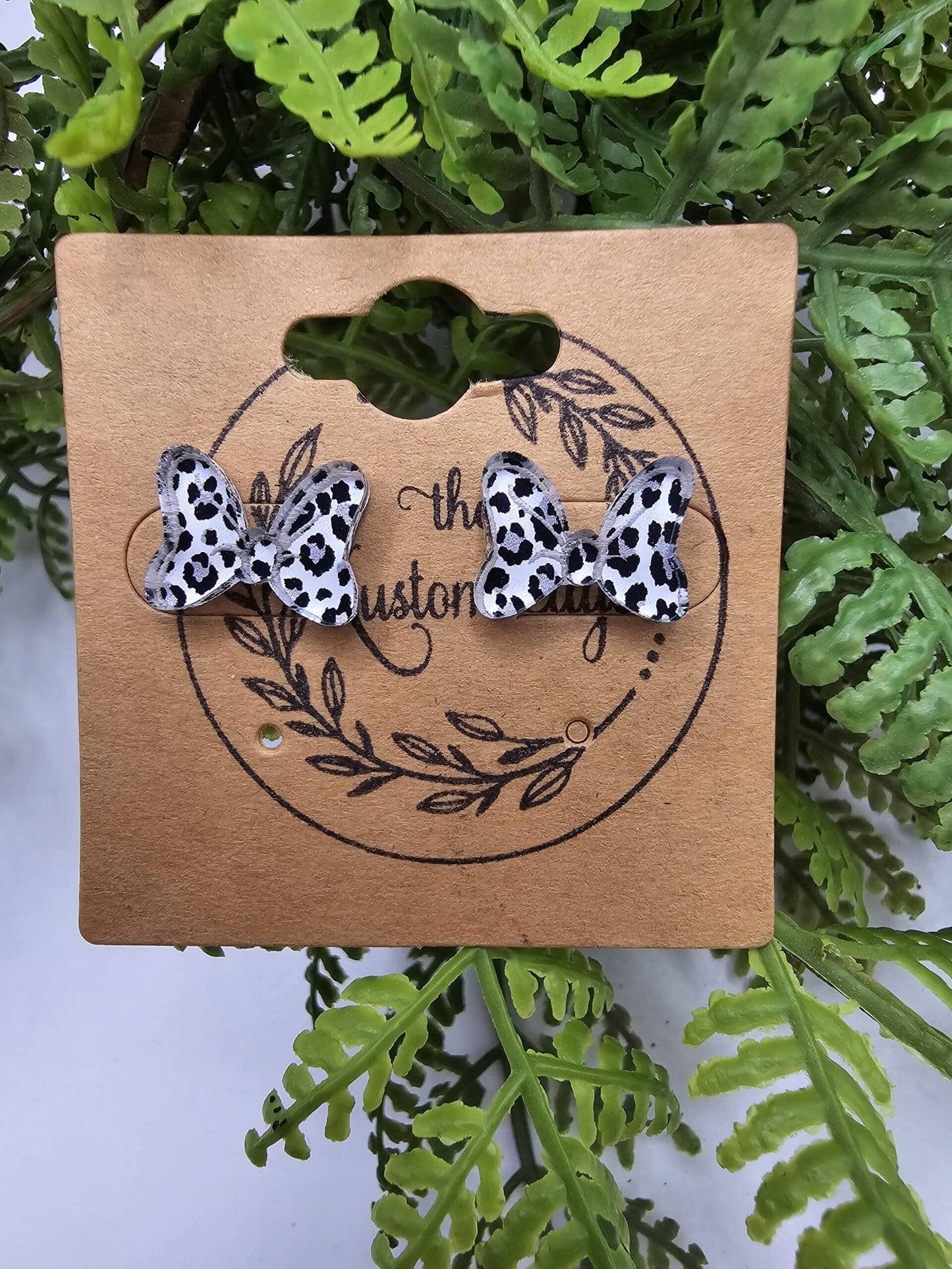 Leopard Minnie Bow Stud Earrings image 0