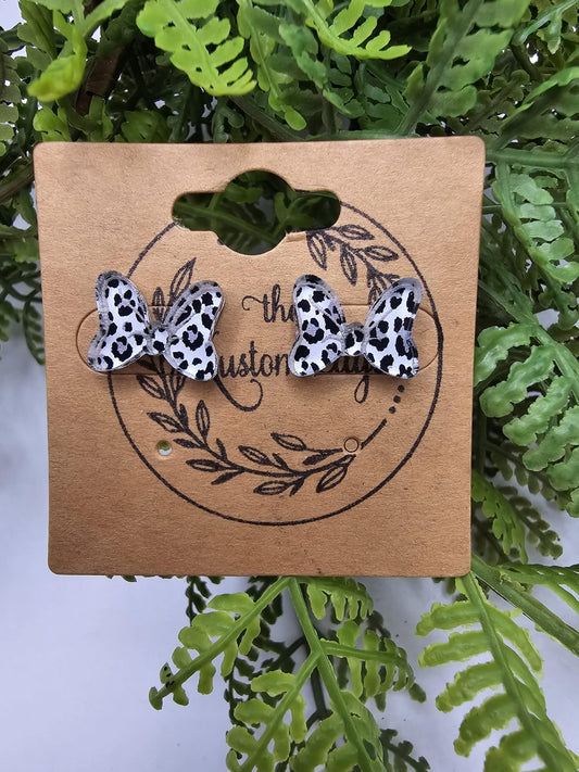 Leopard Minnie Bow Stud Earrings image 0