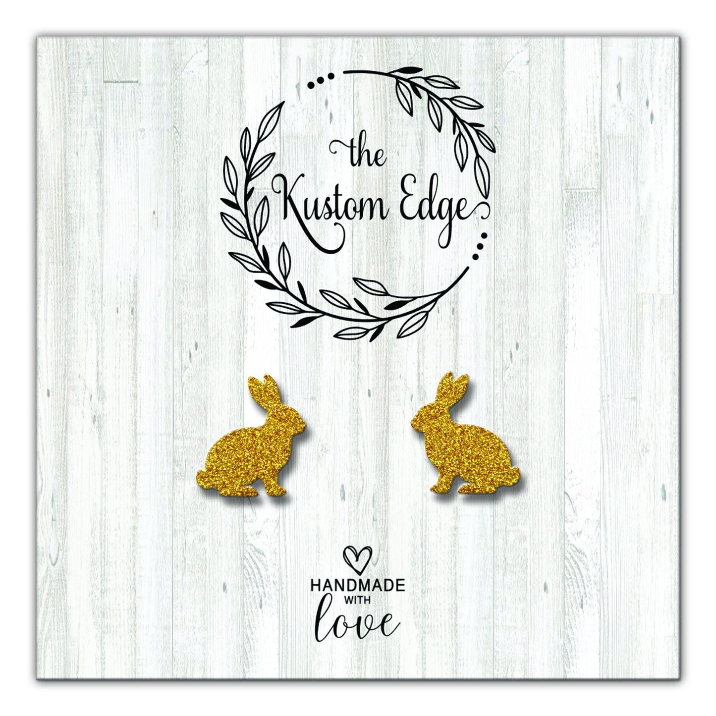 Glitter Bunny Stud Earrings, Rabbit Easter Basket Gift Accessories