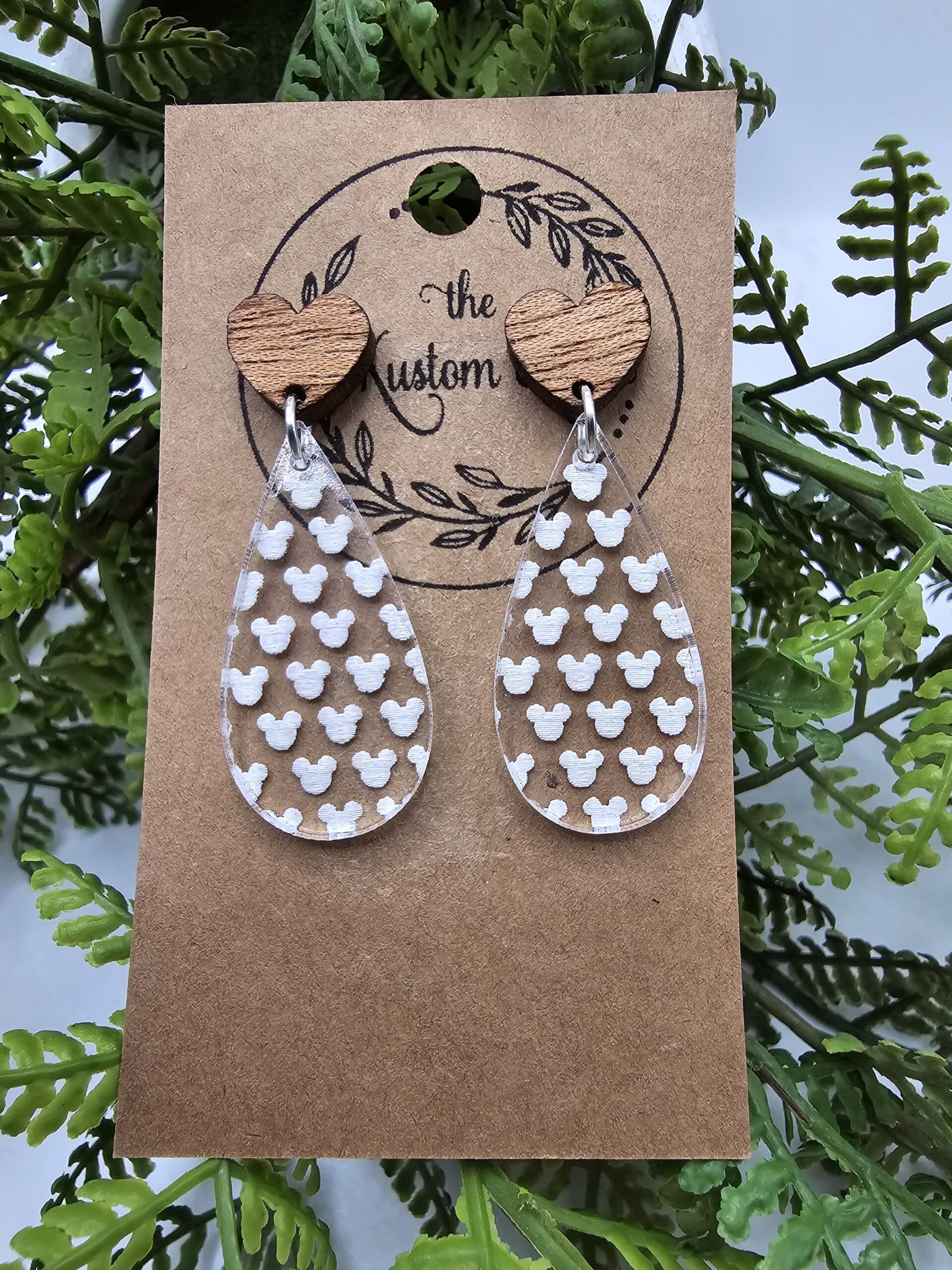 Mickey Head Engraved Tear Drop Dangle Earrings image 7