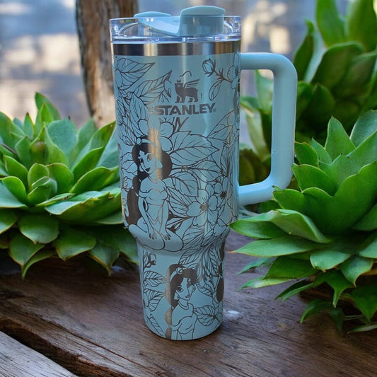 Princess Jasmine With Jasmine Flowers Laser Engraved Tumbler image 0