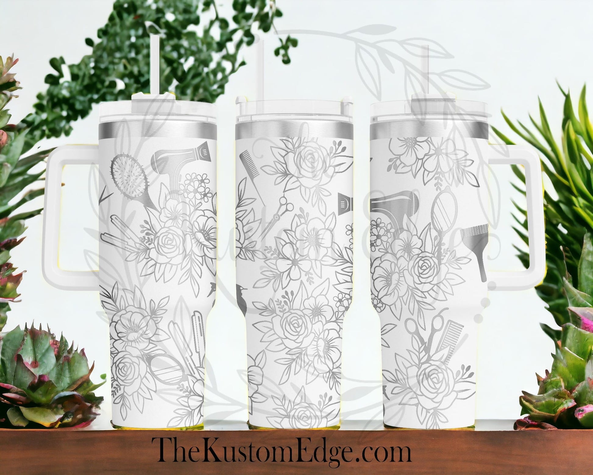 Hair Stylist Flower Laser Engraved Tumbler image 0