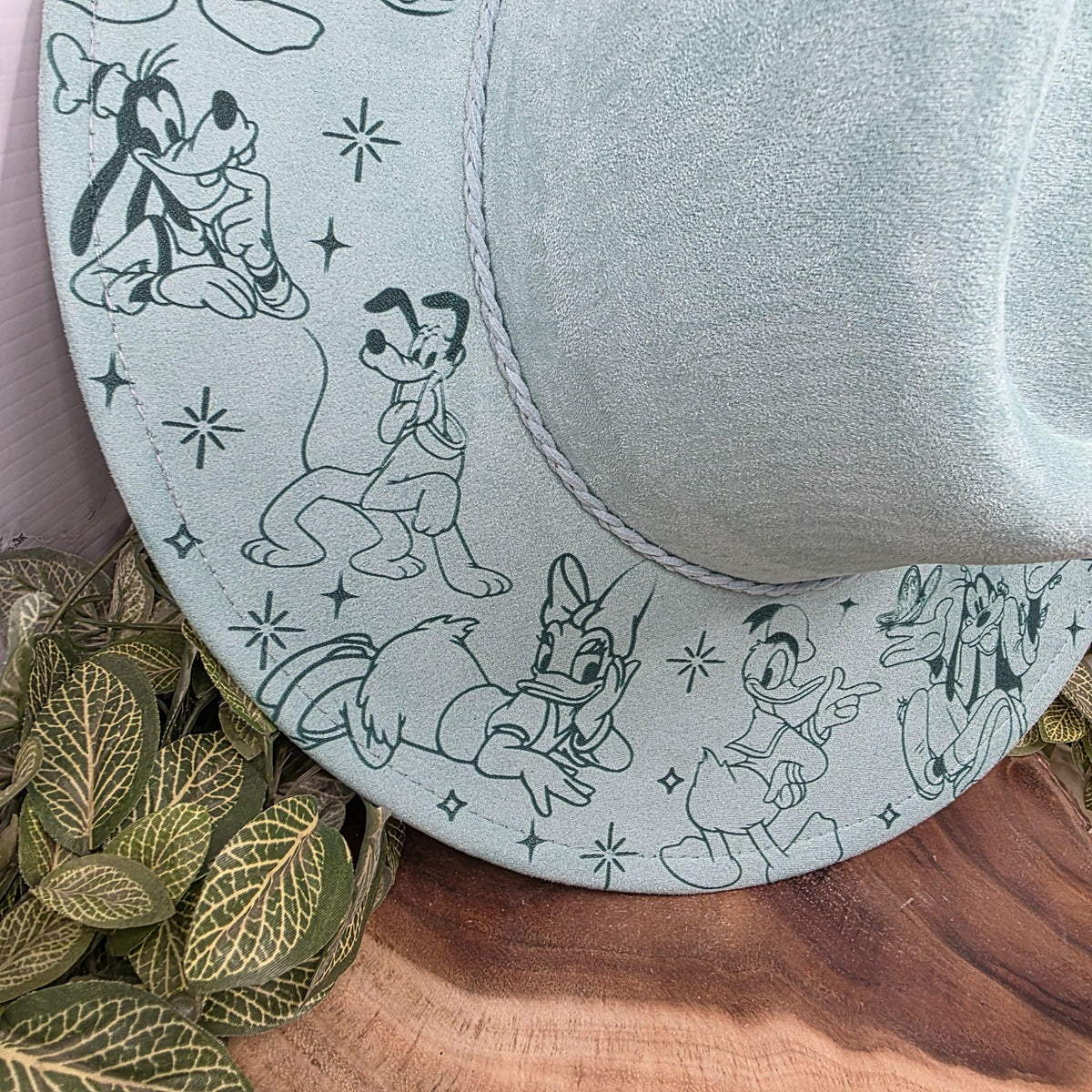 Magical Character Engraved Wide Brim Fedora Hat Happiest Place On Earth Vacation