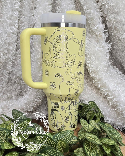 Eeyore Donkey Engraved Tumbler, 40oz, 30oz Stainless Steel Cup, Personalized Custom Cup, Pooh & Friends