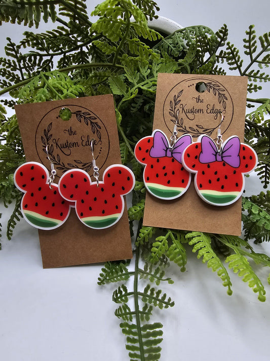 Mickey or Minnie Watermelon Dangle Earrings image 0
