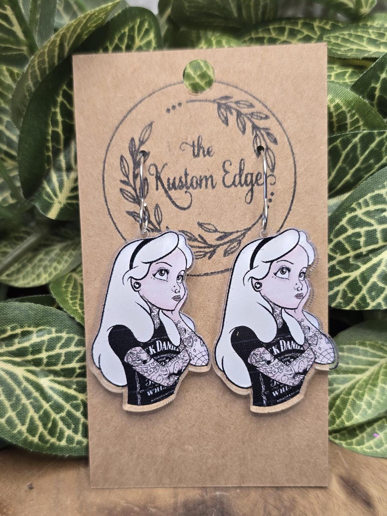 Punk Alice Dangle Earrings: Tattoo Princess, Rockabilly Acrylic Jewelry, Lightweight