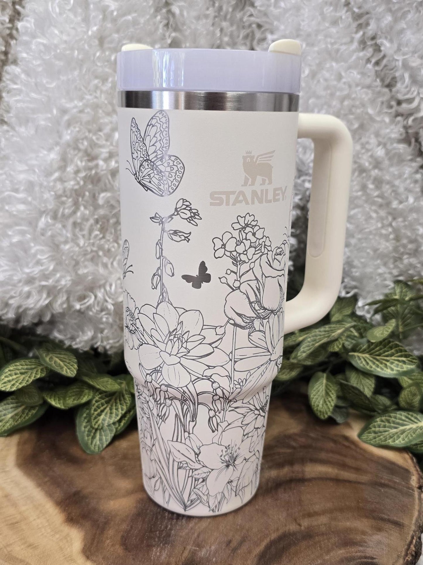Wild Flower & Butterflies Laser Engraved Tumbler 40oz, 30oz Cup, Nature Lover Cup, Garden Gift