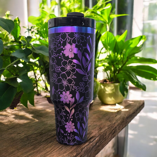 Flower Blossom Laser Engraved Stainless Steel Tumbler image 0