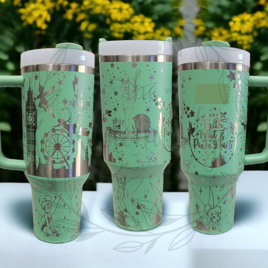 Faith Trust & Pixie Dust Engraved Tumbler 40oz/30oz Stainless Steel  Personalized Mug, Fairy Princess