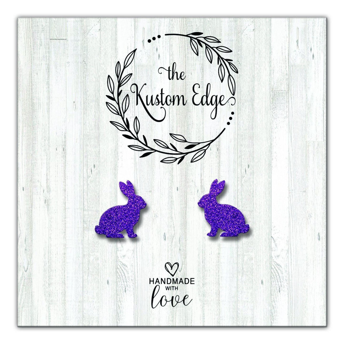 Glitter Bunny Stud Earrings, Rabbit Easter Basket Gift Accessories