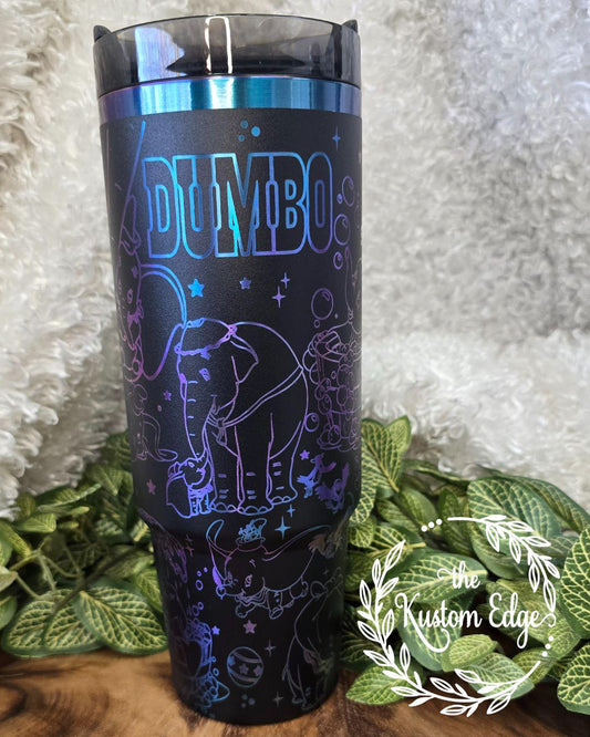 Flying Elephant Engraved Tumbler – Circus Elephant, Personalized 30oz/40oz Stanley Style Stainless Steel Cup