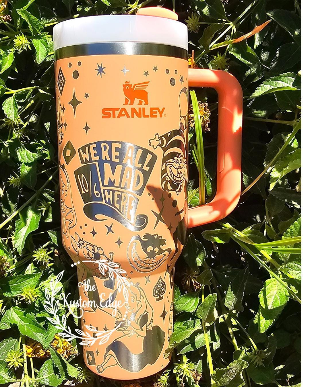 Alice in Wonderland Engraved Tumbler: 'We Are All Mad Here' Stainless Steel Cup