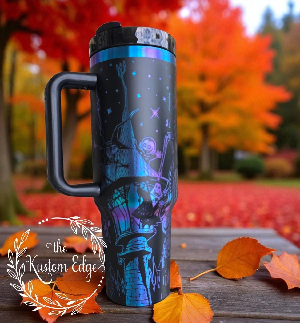 Skellington Laser Engraved Tumbler, 40oz/30oz Size, Halloween Cup, Fall Theme, Christmas Nightmare