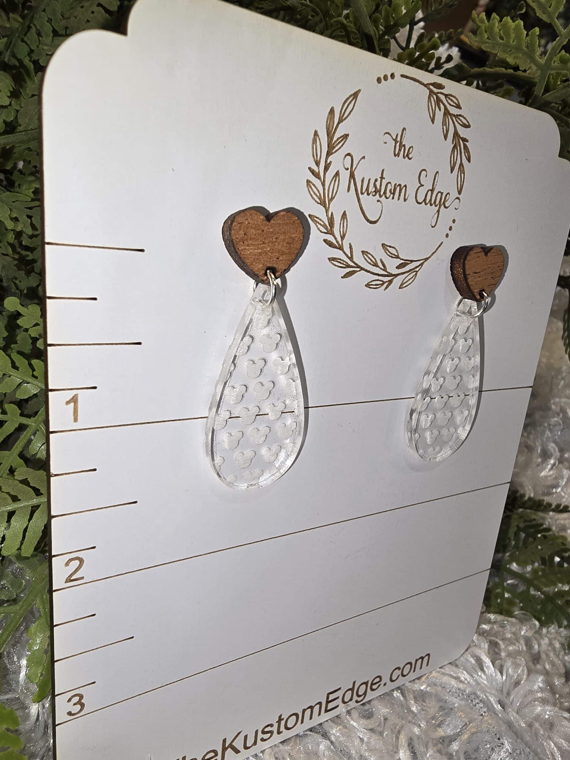 Mickey Head Engraved Tear Drop Dangle Earrings image 6
