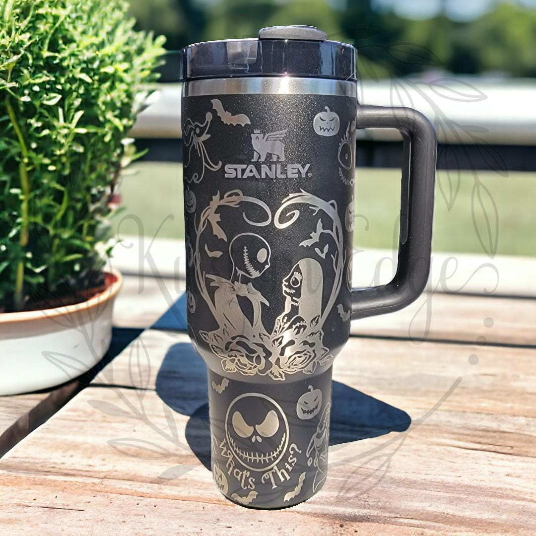 Halloween Skellington Laser Engraved Tumbler, 40oz or 30oz Mug, Personalized Custom Fall Theme