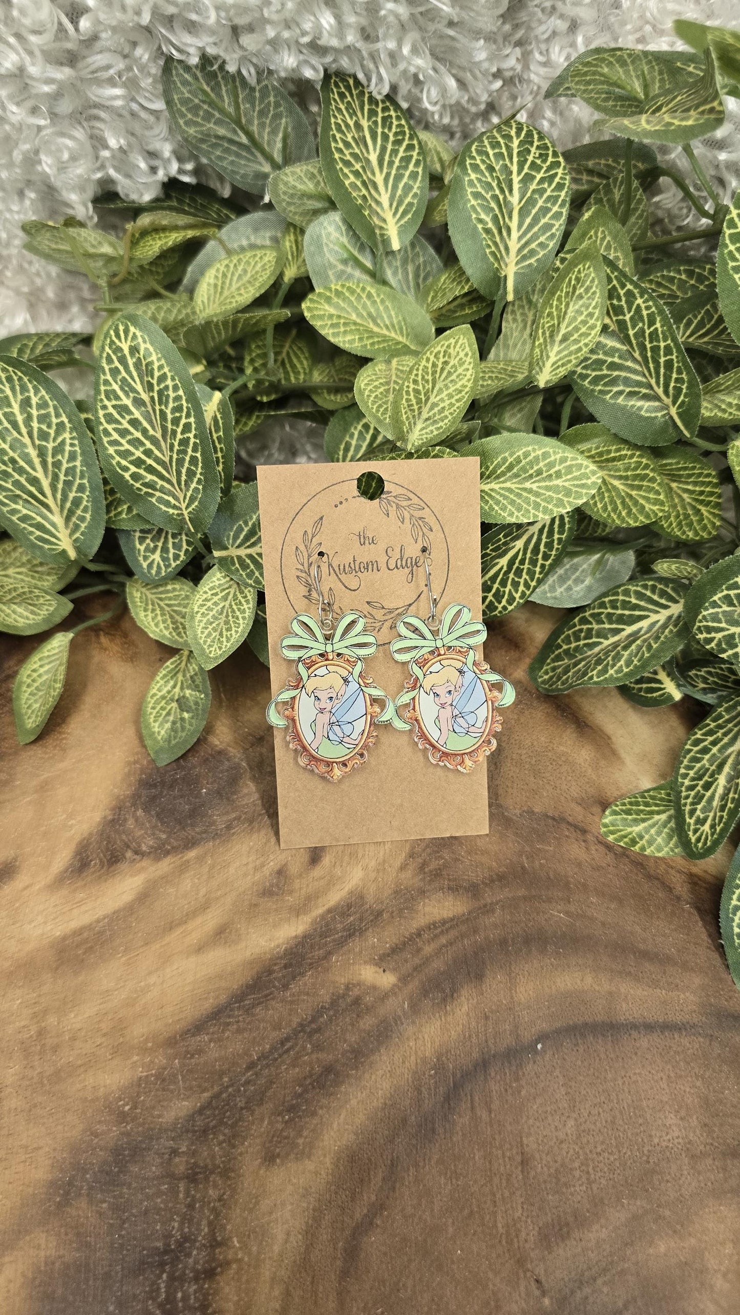 Tinkerbell Acrylic Dangle Earrings, Lightweight Fairy Design, Stainless Steel Hooks, Magical Accessory