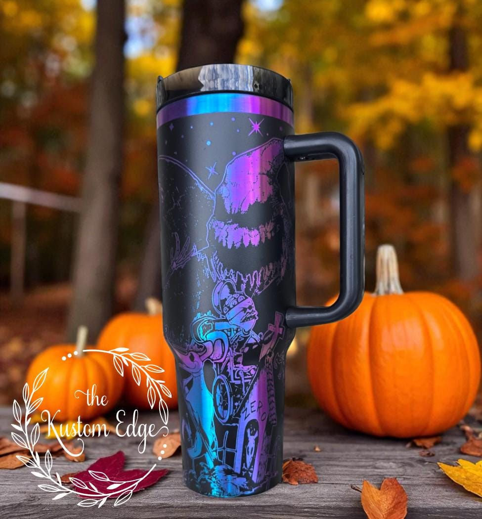 Skellington Laser Engraved Tumbler, 40oz/30oz Size, Halloween Cup, Fall Theme, Christmas Nightmare
