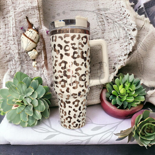 Leopard Print Laser Engraved Custom Tumbler image 0