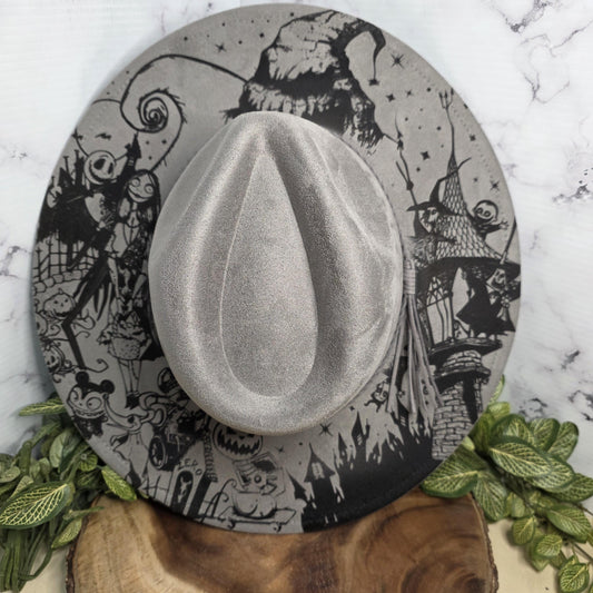 Nightmare Before Christmas Wide Brim Hat Jack Skellington Gift Halloween Boho Gothic Fedora