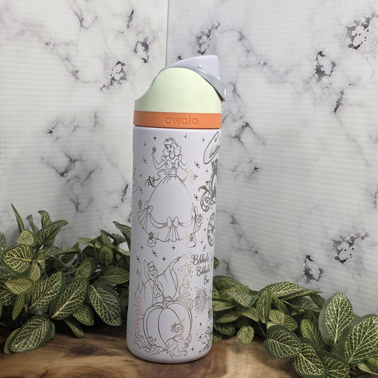 Engraved Owala water bottle fairy tale princess artwork