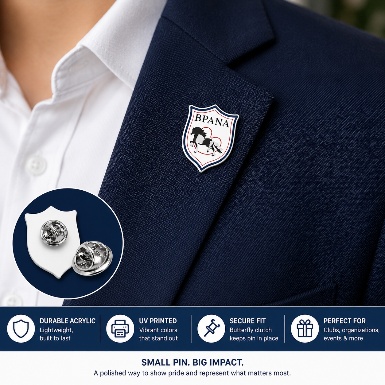 Custom Acrylic Lapel Pin – Any Logo, Any Text