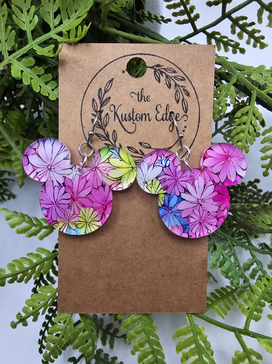 Spring Flowers Mouse Head Acrylic Earrings image 0