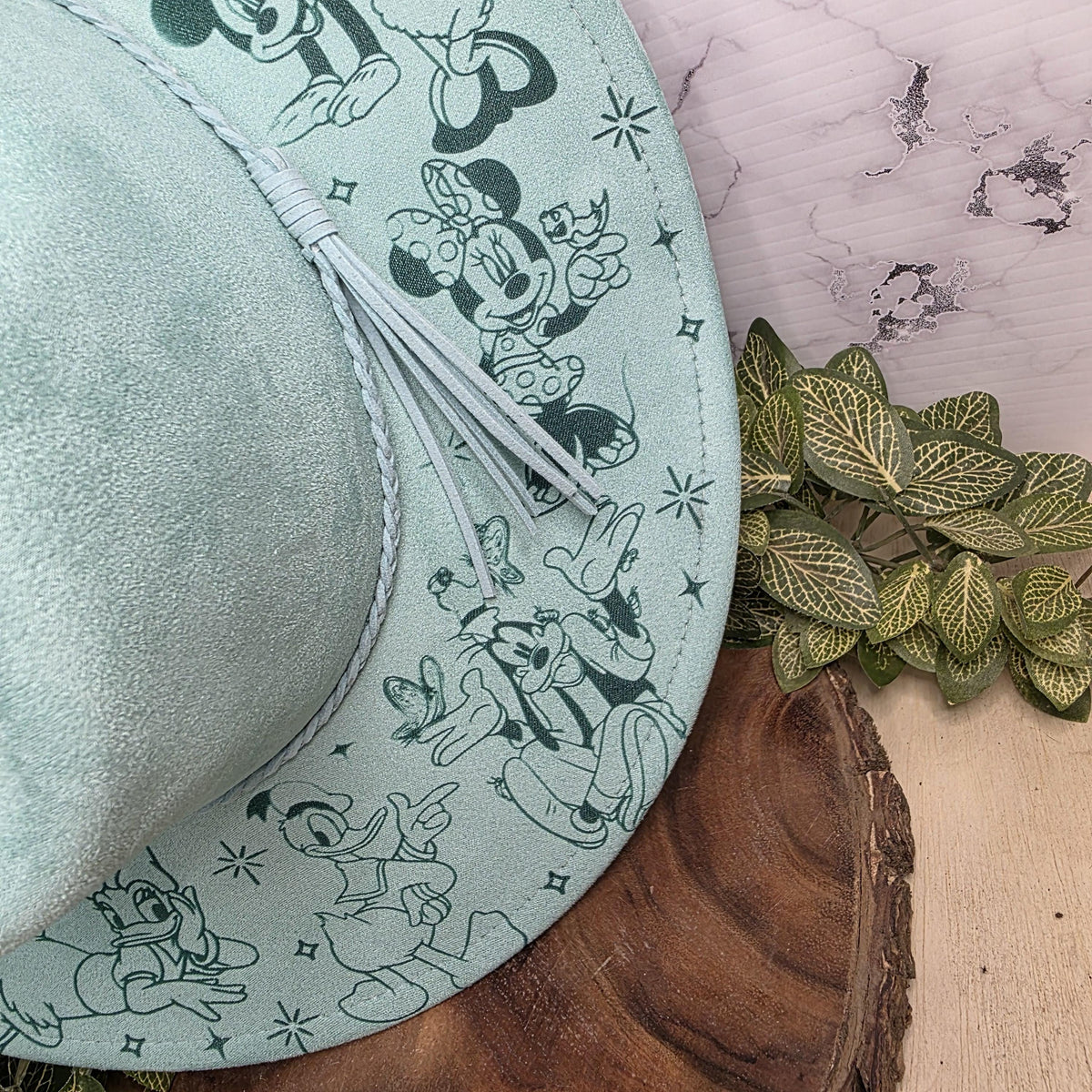 Magical Character Engraved Wide Brim Fedora Hat Happiest Place On Earth Vacation