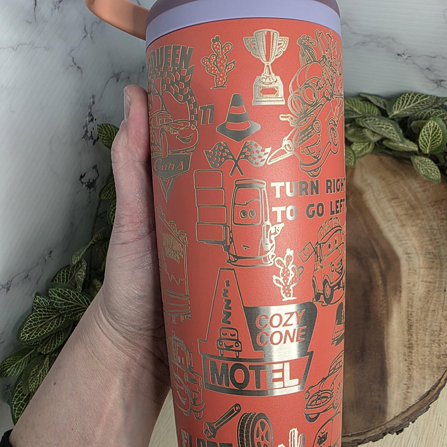 Cars Characters Laser Engraved Owala Tumbler, Tow-Mater, Lightening McQueen Custom Made Cup