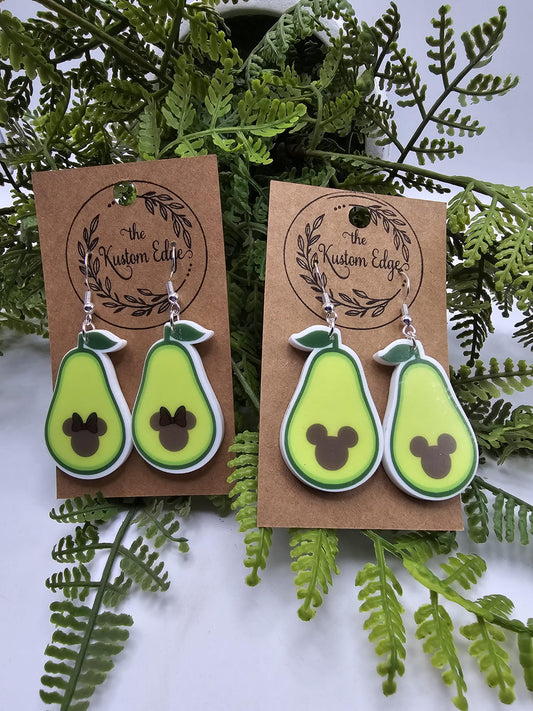 Avocado Mickey or Minnie Drop Earrings image 0