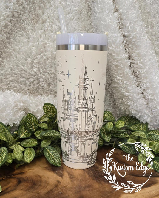 Princess Castle Laser Engraved Tumbler: 40oz/30oz Stainless Steel Personalized Cup