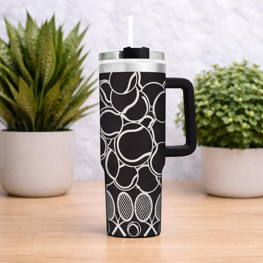 Tennis Tumbler With Handle, Insulated Stainless Steel Sports Mug