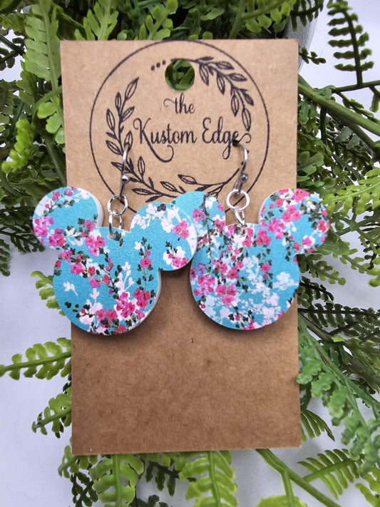 Cherry Blossom Mouse Head Acrylic Earrings image 0