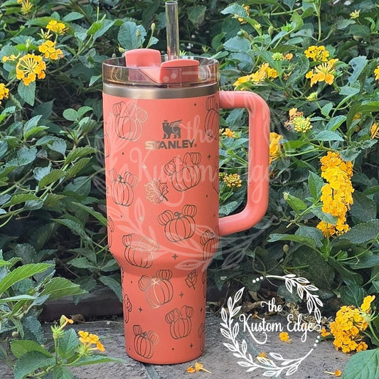 Fall Mouse Pumpkin Tumbler: 40oz/30oz Etched Water Bottle, Autumn Laser Engraved Cup