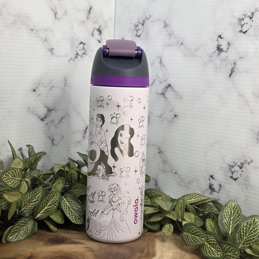 Mermaid Princess Engraved Tumbler, Personalized Owala Stainless Steel Water Bottle, Gift For Her