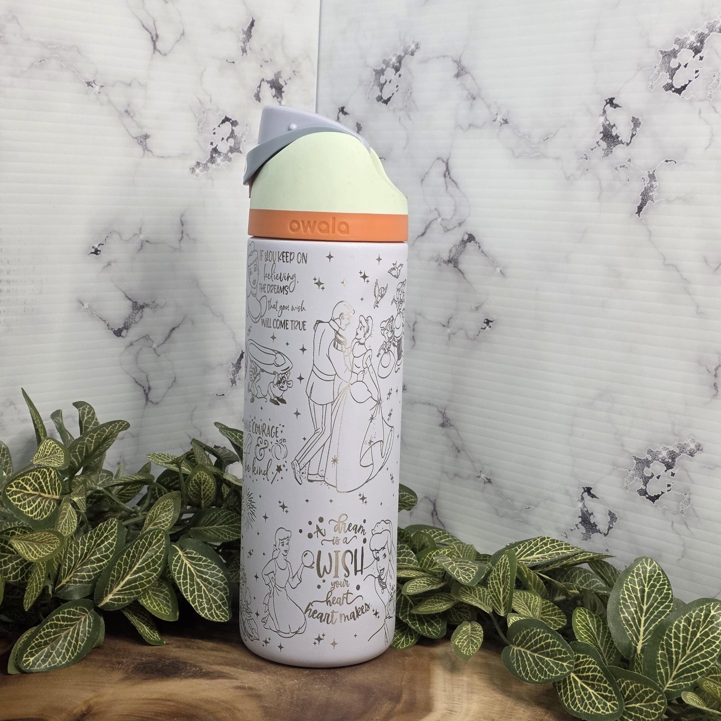 Fairy tale inspired laser engraved Owala tumbler gift