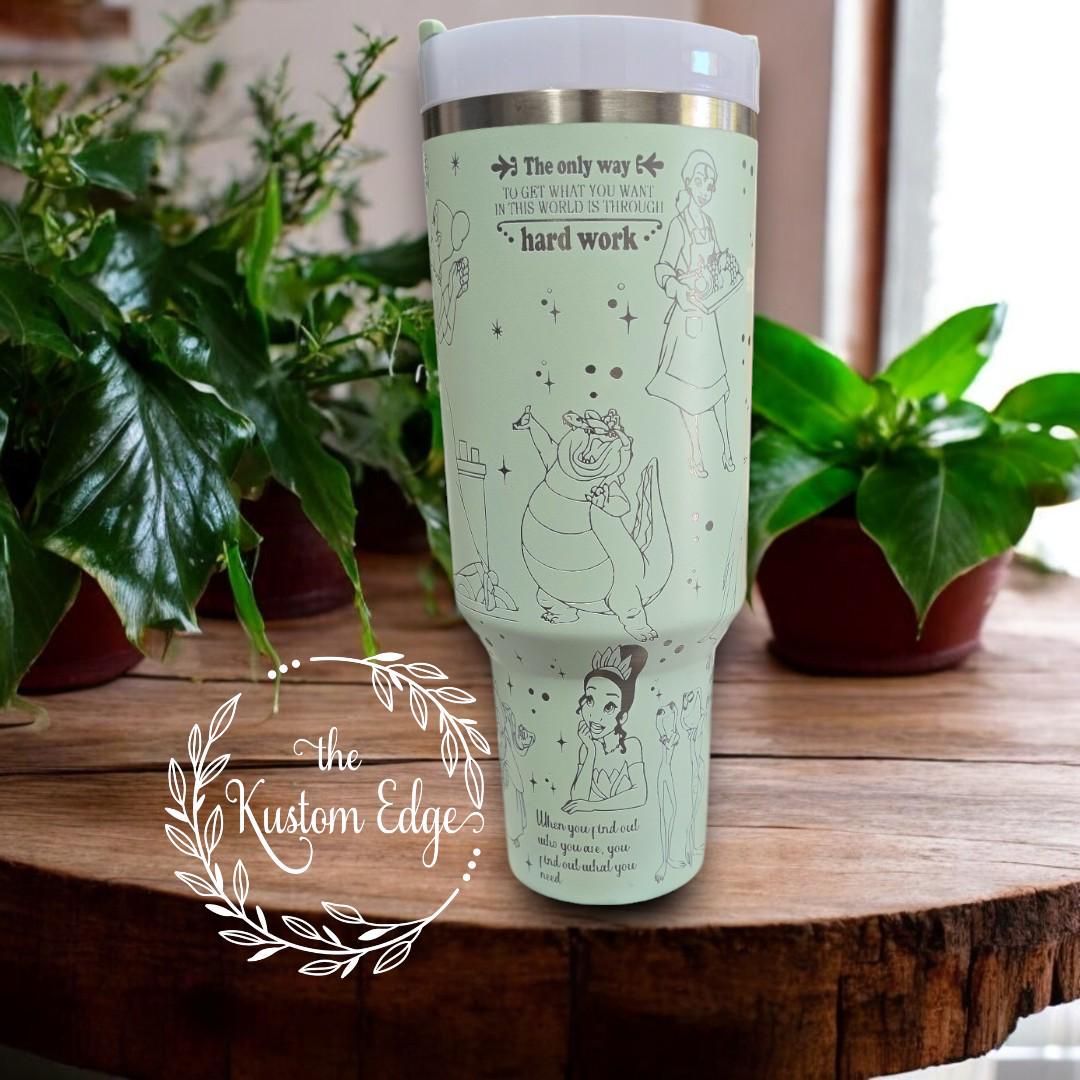 Princess & The Frog Laser Engraved Tumbler, 40oz - 30oz Stainless Steel Mug, Personalized Custom Made Cup