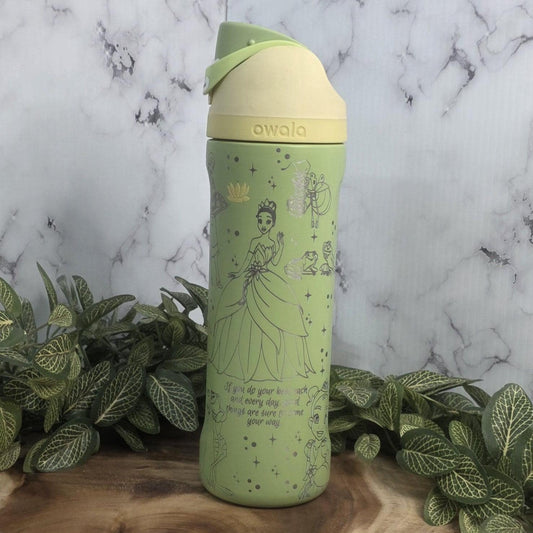 Princess & The Frog Laser Engraved Owala Tumbler Personalized Stainless Steel Water Bottle